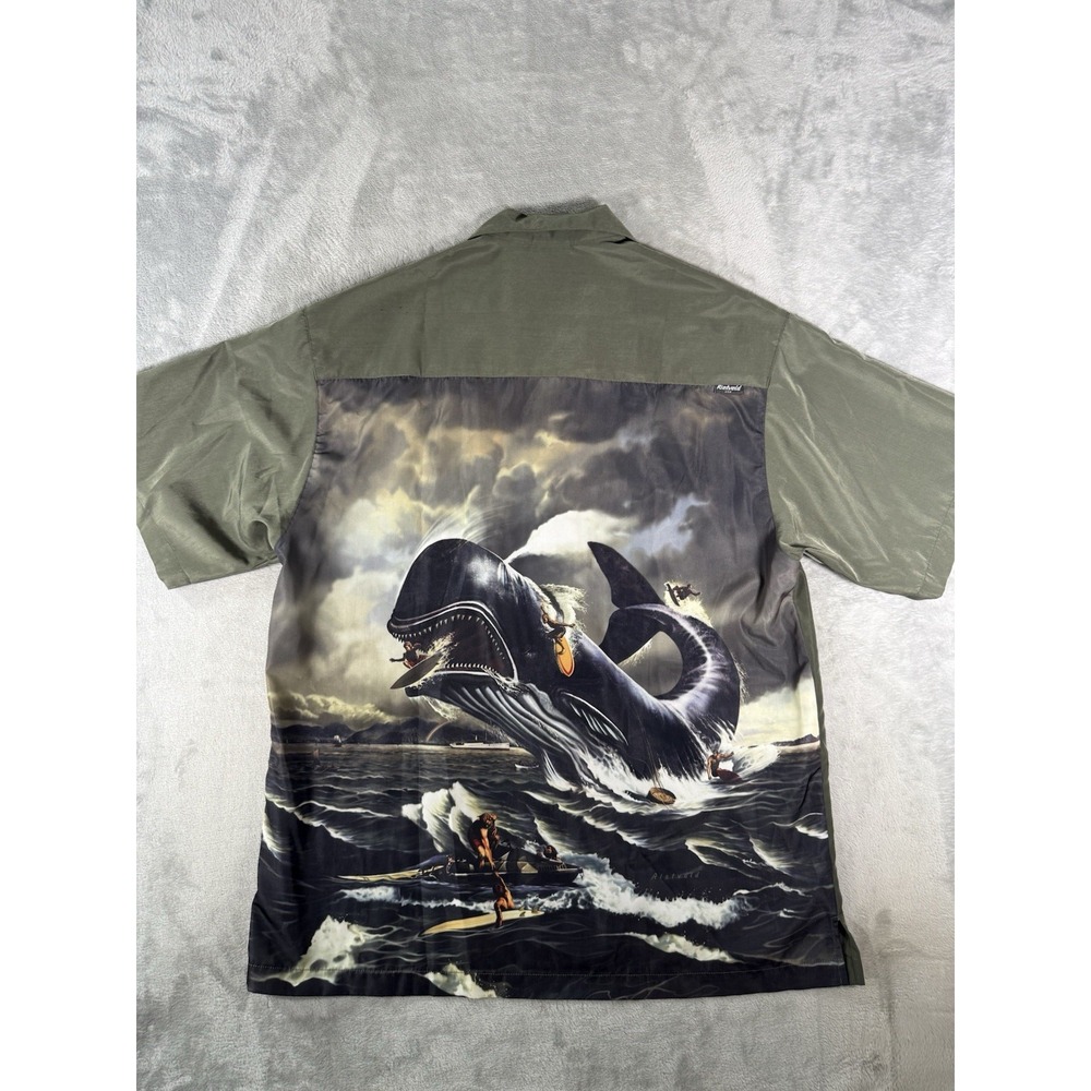 Rietveld USA Shirt Mens XL Moby Dick Surfer Graphic Art Short Sleeve Button Up